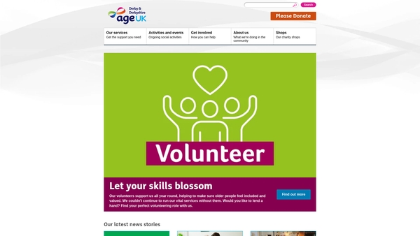 Screenshot of the Age UK Derby & Derbyshire website