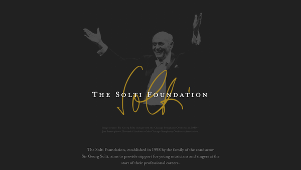 Screenshot of the The Solti Foundation website