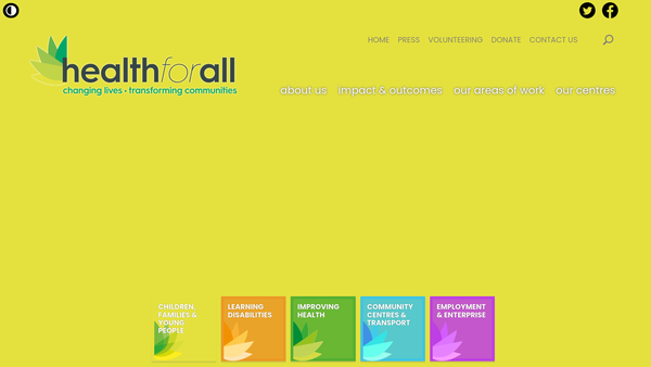 Screenshot of the Health For All (Leeds) Ltd website
