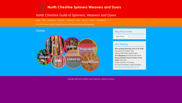Screenshot of the North Cheshire Guild Of Spinners Weavers And Dyers website