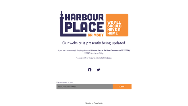 Screenshot of the Harbour Place Grimsby website