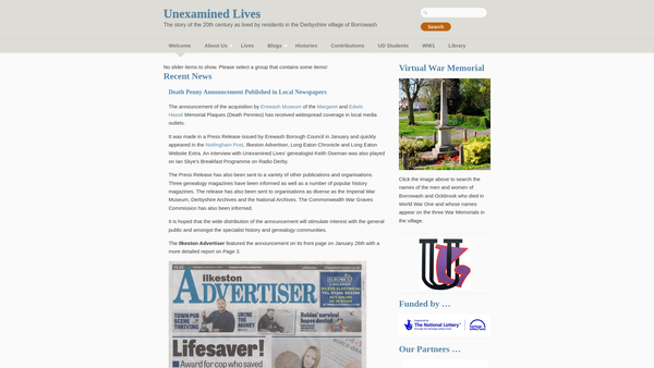 Screenshot of the The Ockbrook And Borrowash Historical And Archaeological Society website
