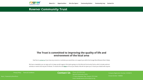 Screenshot of the Rowner Community Trust website