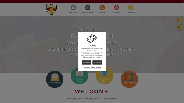 Screenshot of the Friends Of Farnborough Road Junior School website