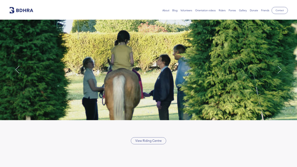 Screenshot of the Bedford Disabled Horse Riding Association website