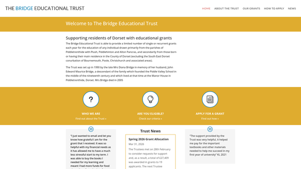 Screenshot of the The Bridge Educational Trust (1996) website