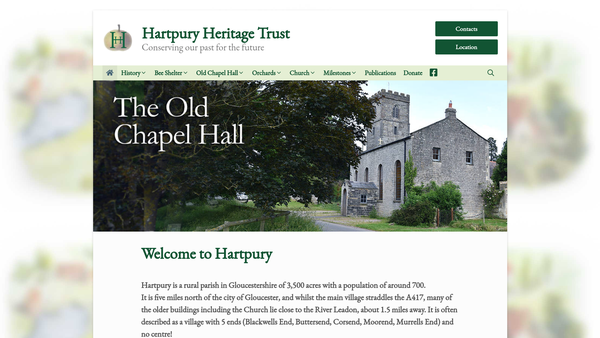 Screenshot of the Hartpury Heritage Trust website