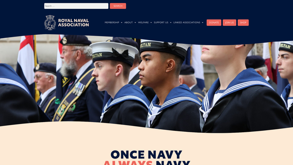 Screenshot of the Christchurch Branch Royal Naval Association website