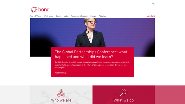 Screenshot of the British Overseas Ngos For Development (Bond) website