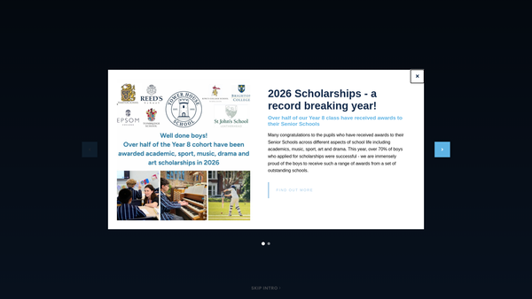 Screenshot of the The Tower House School Charitable Foundation website