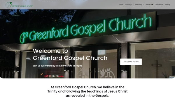 Screenshot of the Greenford Gospel Church Trust website