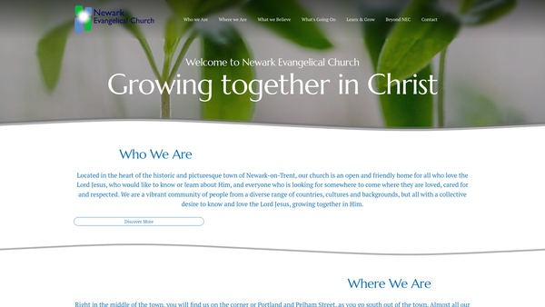 Screenshot of the Newark Evangelical Church Trust website