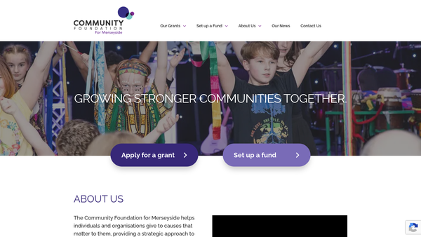 Screenshot of the Community Foundations For Lancashire And Merseyside website
