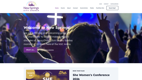 Screenshot of the New Springs UK website