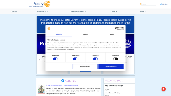 Screenshot of the Rotary Club Of Gloucester Severn Trust Fund website