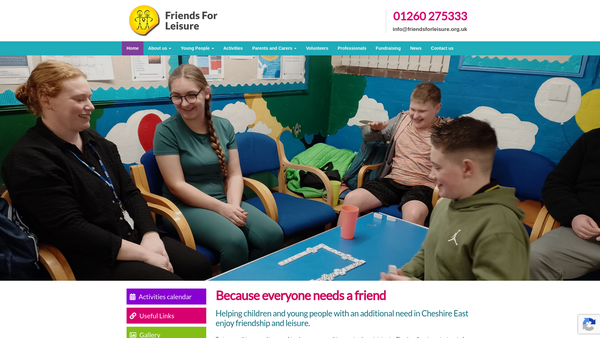 Screenshot of the Friends For Leisure website