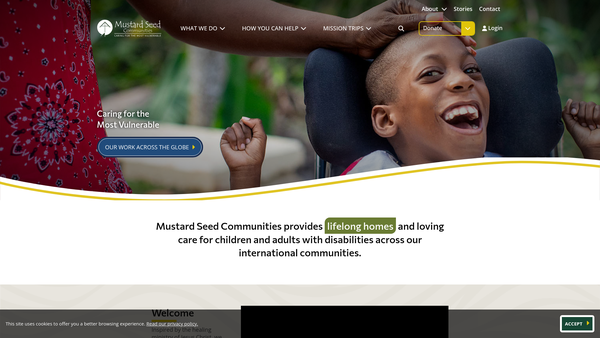 Screenshot of the Mustard Seed Communities UK website