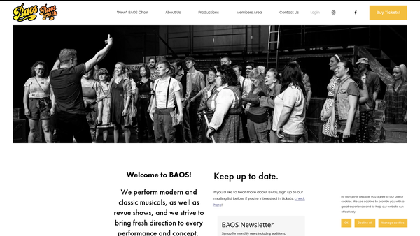Screenshot of the Bristol Amateur Operatic Society website