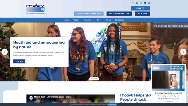 Screenshot of the Motiv8 South website