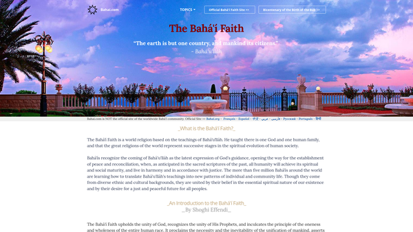 Screenshot of the Spiritual Assembly Of The Baha'is Of Allendale website