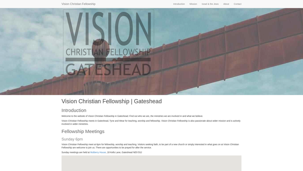 Screenshot of the Vision Christian Fellowship, Gateshead website