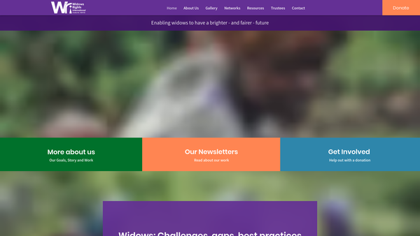 Screenshot of the Widows Rights International website