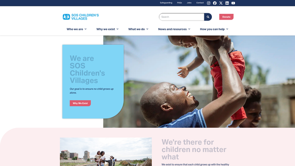 Screenshot of the Sos Children's Villages UK website