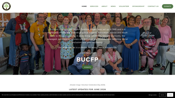Screenshot of the Brighton Unemployed Centre Families Project website