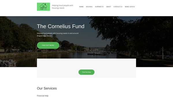 Screenshot of the The Cornelius Fund For The Relief Of The Effects Of Homelessness website