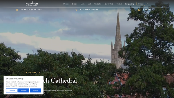 Screenshot of the Norwich Cathedral Trust website