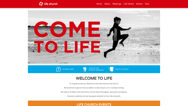 Screenshot of the Life Church Sheringham website