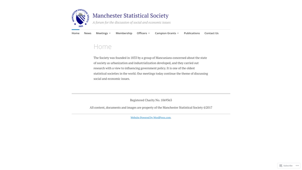Screenshot of the Manchester Statistical Society website