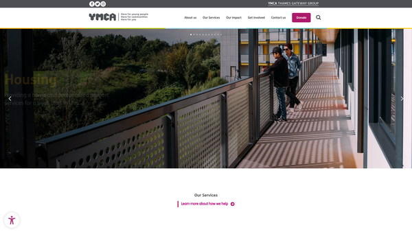 Screenshot of the YMCA Thames Gateway Youth Ltd website