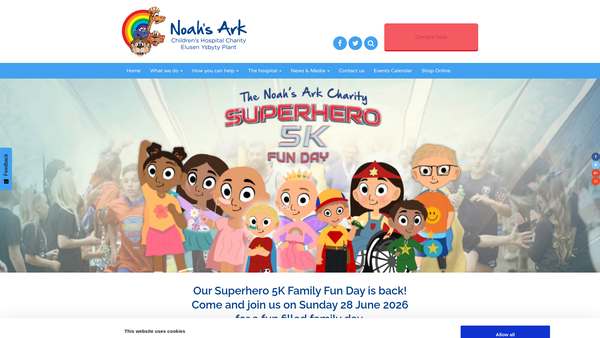 Screenshot of the Noah's Ark Children's Hospital Charity website