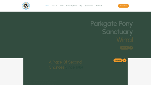 Screenshot of the Parkgate Pony Sanctuary website