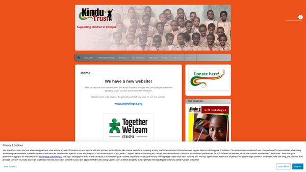 Screenshot of the The Kindu Trust website