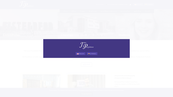 Screenshot of the The James Pantyfedwen Foundation (Ymddiriedolaeth James Pantyfedwen) website
