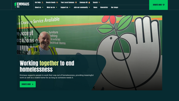Screenshot of the Emmaus South Lambeth Community website