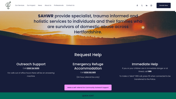 Screenshot of the Sahwr website