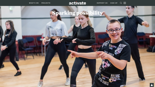 Screenshot of the Activate Performing Arts website