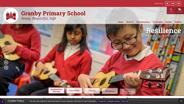 Screenshot of the Granby School Parent Teacher Association website