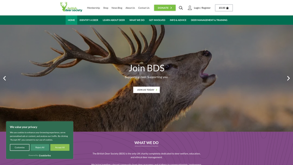 Screenshot of the The British Deer Society website
