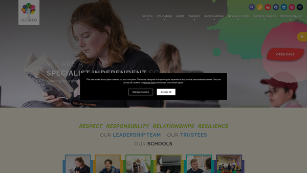 Screenshot of the West Heath 2000 website