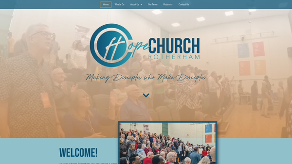Screenshot of the Hope Church Rotherham website