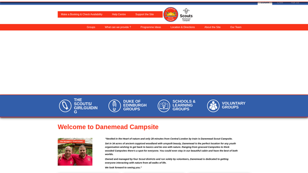 Screenshot of the Danemead Scout Campsite website