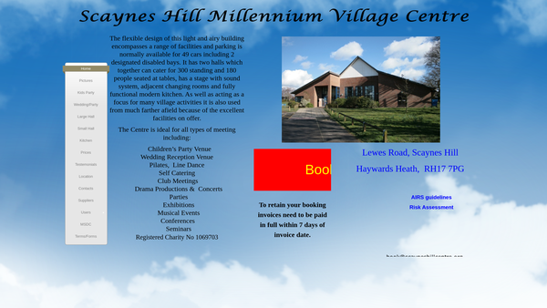 Screenshot of the The Scaynes Hill Village Centre Trust website