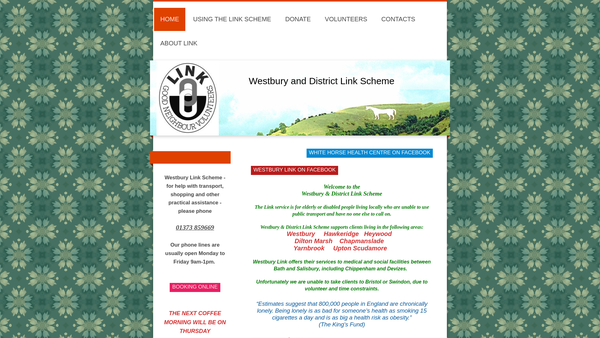 Screenshot of the Westbury & District Link Scheme website