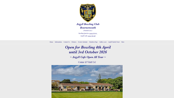 Screenshot of the Argyll Gardens Bowling Clubs Trust website