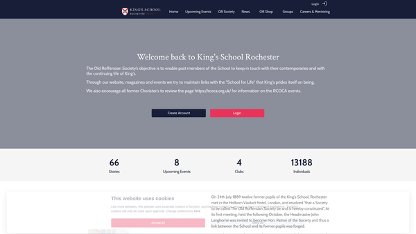 Screenshot of the The Old Roffensian Society Limited website