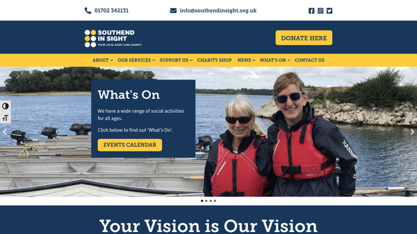 Screenshot of the Southend in Sight website